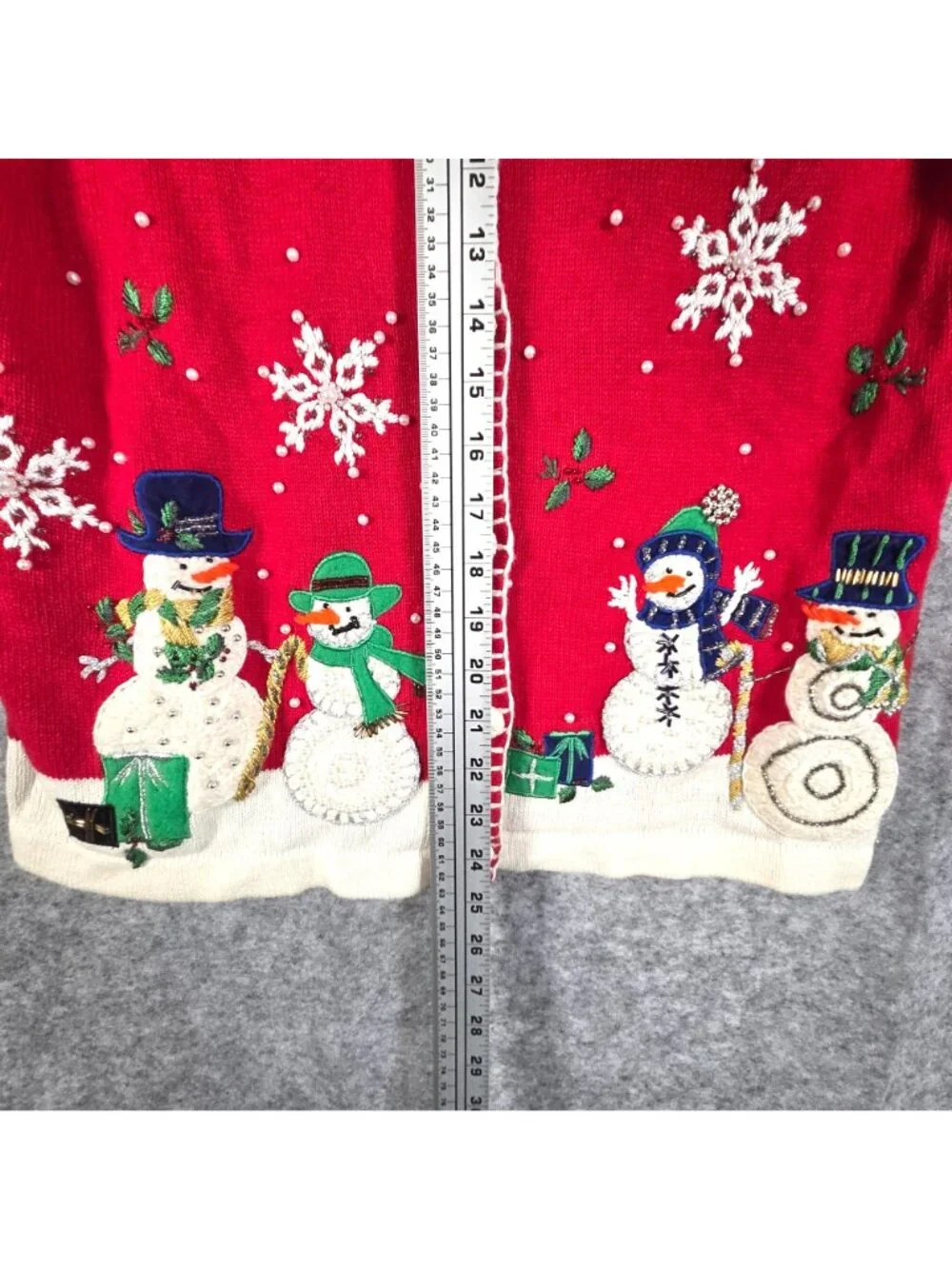B.P. Design Christmas Cardigan Snowman Holiday Sweater Red S - Picture 5 of 9